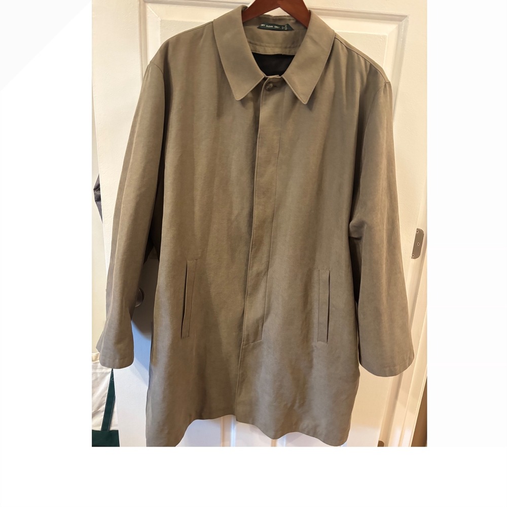 Lauren Ralph Lauren Mens XL Khaki Microfiber Car Coat Removable Wool Liner Tan